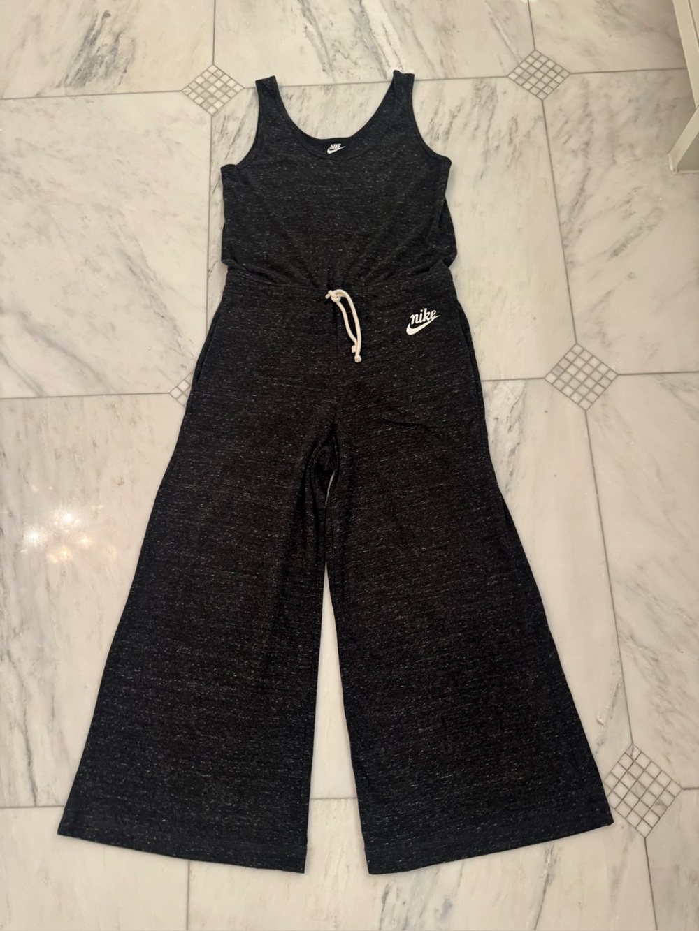 Nike Black Wide-Leg Tank Jumpsuit with Drawstring